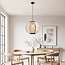pendant light Chairo - natural linen and black wood