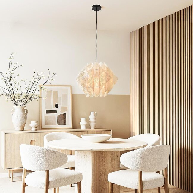 Japandi Ruskea pendant lamp – Black with natural linen