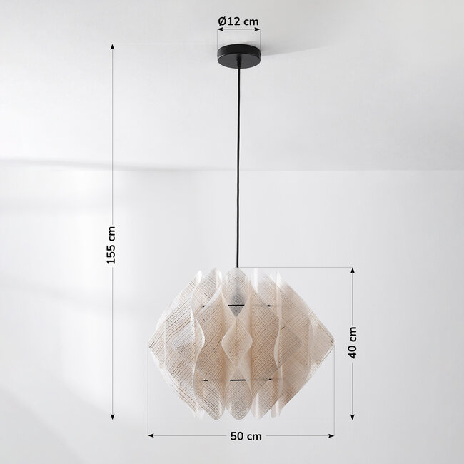 Japandi Ruskea pendant lamp – Black with natural linen