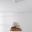 Toku Pendant Light with layers of woven paper in natural tones