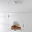 Toku Pendant Light with layers of woven paper in natural tones