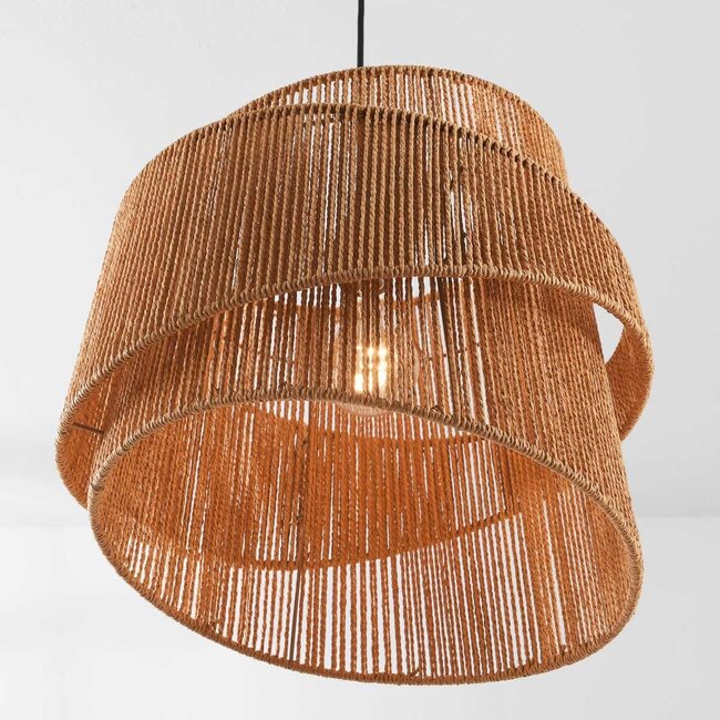 Pendant light Arumo made of natural woven paper in a spiral shape