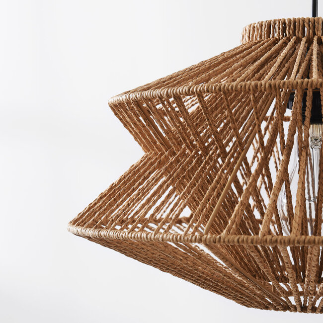 Boho pendant light Takea in braided rope - brown