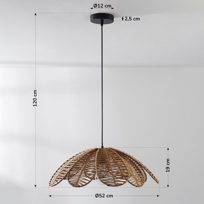 Natural boho pendant lamp Tawi with open shade