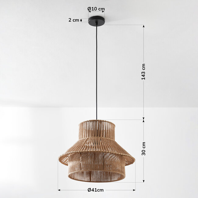 Boho pendant lamp Ramea made of natural jute rope