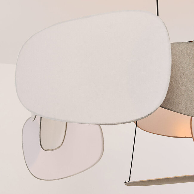 Zandor pendant lamp – natural linen shades in soft, light shades