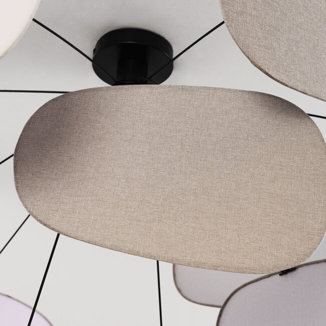 Zandor ceiling lamp with linen shades in light and dark shades