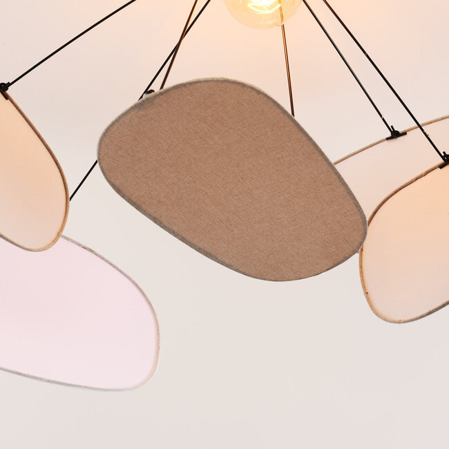 Zandor ceiling lamp with linen shades in light and dark shades