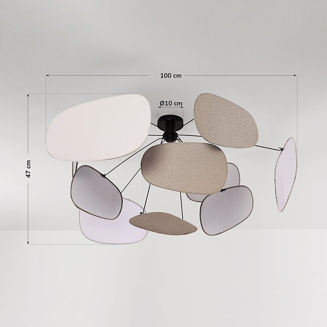 Zandor ceiling lamp with linen shades in light and dark shades