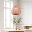 Japandi Brunel pendant light with terra pink fabric shade