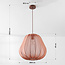 Japandi Brunel pendant light with terra pink fabric shade