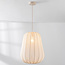 Mousa fabric pendant lamp – Japandi style with teardrop-shaped light beige shade