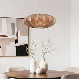 pendant light Creora with fabric shade - warm brown