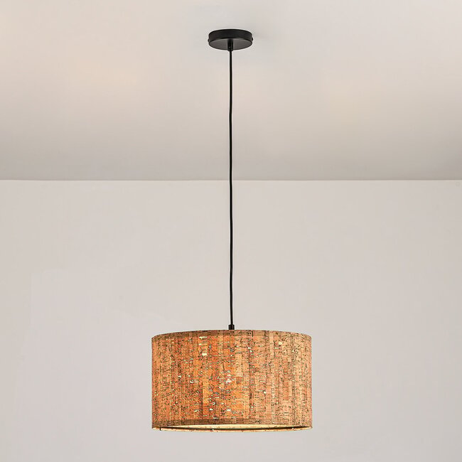 Designer pendant light Koru in cork leather