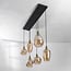 Pendant light Nilo – 6-light amber glass with curved glass