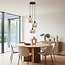 Zian pendant lamp design – 3-light, black with amber glass in various shapes
