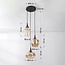 3-light pendant light Zian - black, wood look and amber glass in various shapes