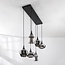 6-light pendant lamp Lior Black with smoked glass and Mirror effect shades in various shapes