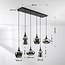 6-light pendant lamp Lior Black with smoked glass and Mirror effect shades in various shapes