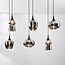 6-light pendant lamp Lior Black with smoked glass and Mirror effect shades in various shapes