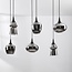 6-light pendant lamp Lior Black with smoked glass and Mirror effect shades in various shapes