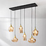 Lior pendant lamp in Gold with Amber glass in various shapes – 6-light