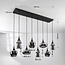 8-light pendant light Cael - black with smoked glass and mirror effect
