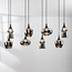 Cael pendant lamp in black with smoked glass and Mirror effect in various shapes – 8-light