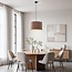 Modern pendant light Ripla with round linen shade - mocha brown
