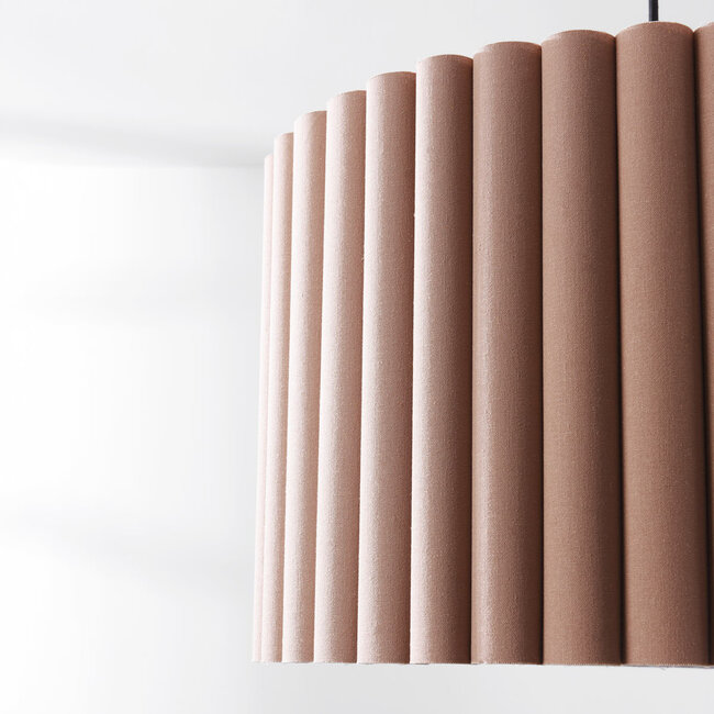 Modern Ripla pendant lamp with round linen shade – mocha brown