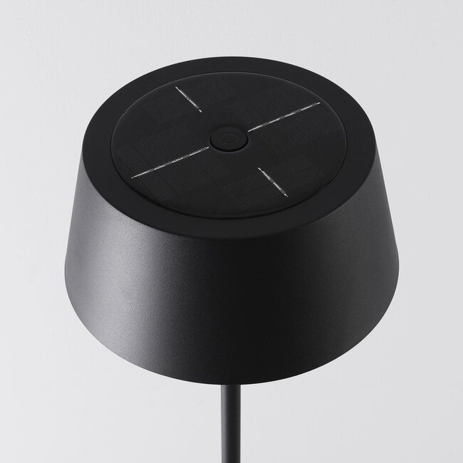 Rivet outdoor floor lamp with rechargeable solar reading light – black