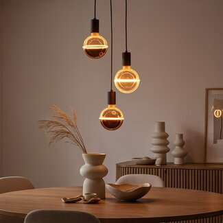 3-light pendant light Illumine black - set with dimmable E27 LED bulbs