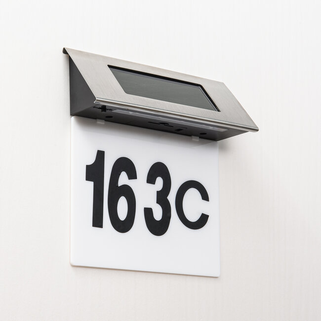 Flarex outdoor wall light with house number - Solar