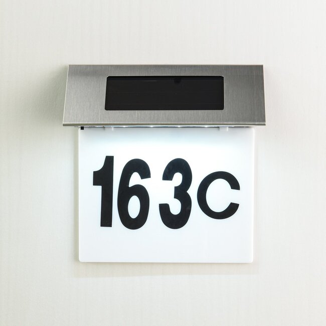 Outdoor wall light Flarex with house number - solar