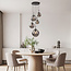pendant light Marui with five smoked glass globes and black detailing