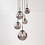 5-light Black Marui pendant lamp with smoked glass globes