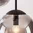 5-light Black Marui pendant lamp with smoked glass globes