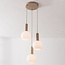 3-light beige Imme pendant lamp with opal white glass shades
