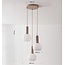3-light beige Imme pendant lamp with opal white glass shades