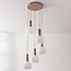 Imme 5-light pendant lamp in beige with opal white shades