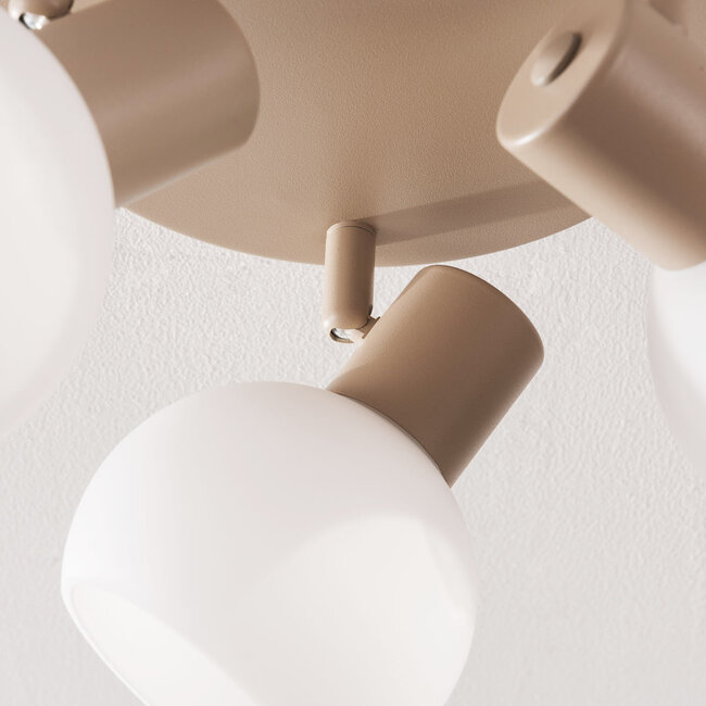 3-light swivel ceiling lamp Peri with opal white glass - beige