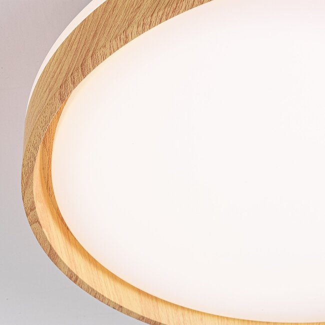 Japandi Britta ceiling lamp with integrated LED and 3-step dimmable Ø48.5 cm - White with wood accent