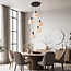 5-light Scandinavian pendant lamp Linne with beige linen shades