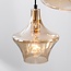 3-light designer pendant lamp Calypso with amber glass shades