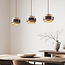 Natural 3-light Travé pendant lamp made of travertine (natural stone) and wood