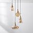 Retro designer pendant light Calypso with four amber glass globes
