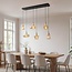 Industrial 6-light pendant light Calypso with amber glass