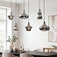 Industrial pendant lamp Calypso Black with six Smoked glass shades