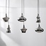 Industrial pendant light Calypso - black with six smoked glass globes