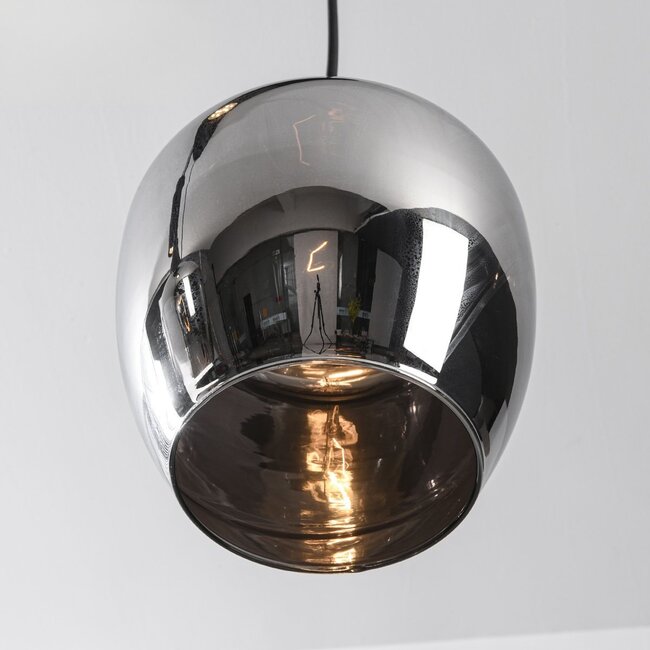 5-light pendant light Eloi with three smoked glass globes and two GU10 spotlights